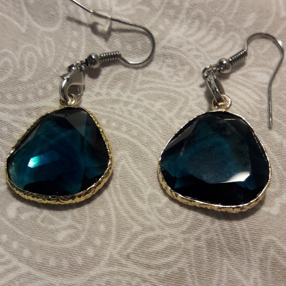 Sapphire blue glass earrings